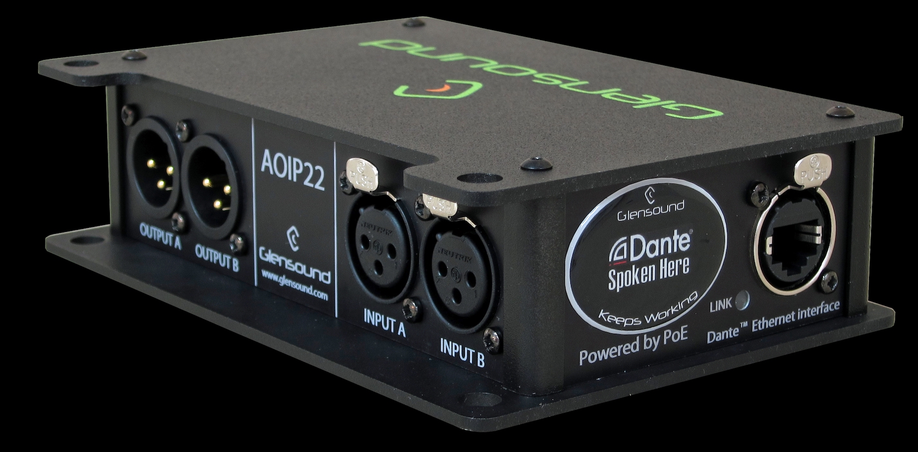 Glensound interfaces between analogue and Dante Installation